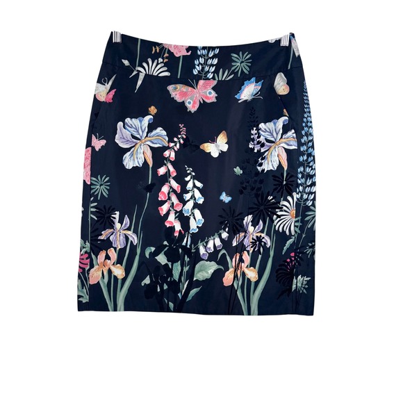 anthropologie Dresses & Skirts - Anthropologie Leifsdottir Pencil Skirt sz 8 Navy Floral Butterf boho money